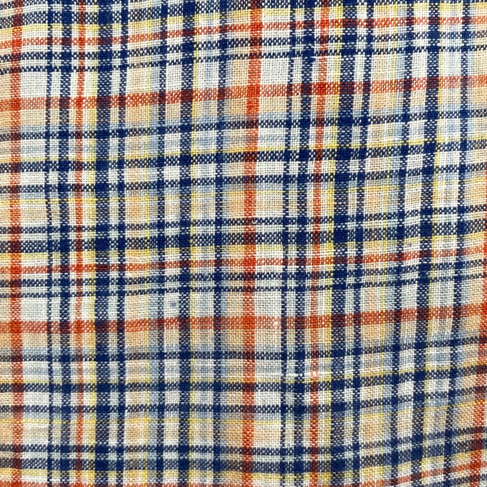 Brooks Brothers Shirt Men 2XL Blue Orange Plaid 100% Linen Short Sleeve Button - Picture 8 of 8